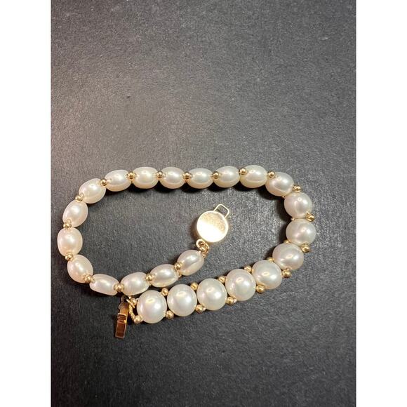 Vintage 14k gold freshwater pearl bracelet - Picture 5 of 14
